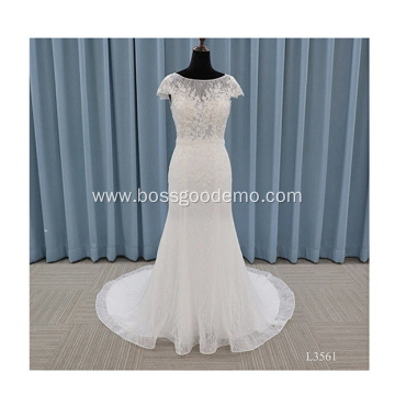 Long Sleeves Applique Champagne white real picture bridal gown